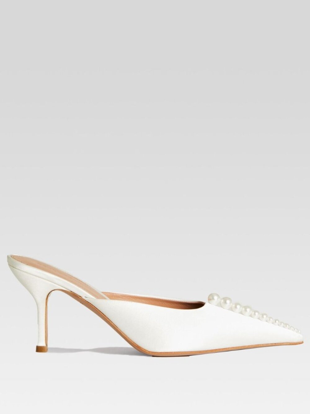 retrofete Ariel Mule in White pearl mid kitten heel pointed toe